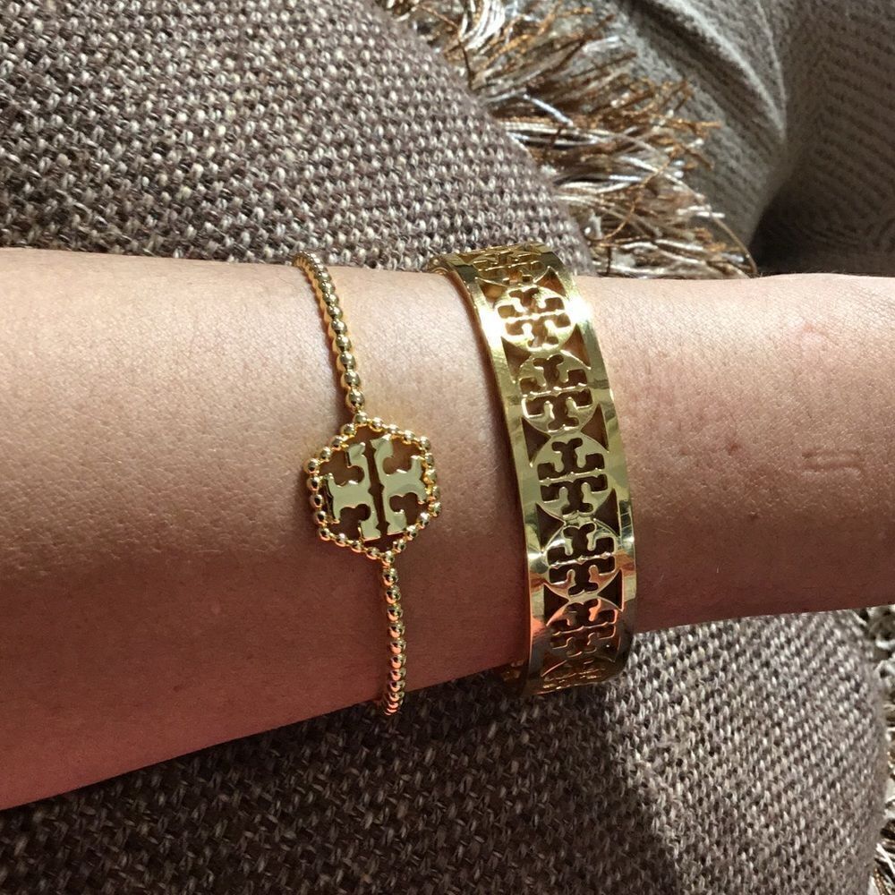 TORY BURCH OPEN BRACELET CUFF 18K GOLD/BRASS